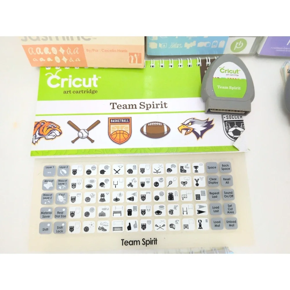 Cricut Provo Craft Cartridge Lot Beach Team Spirit Jasmine Font Flower Blades